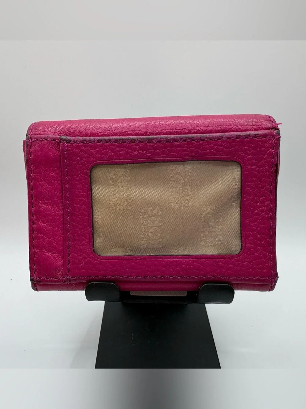 Michael Kors Hot Pink Leather Compact Wallet with Key Chain Attachment